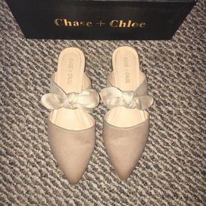 Chase + Chole nude mules with bow